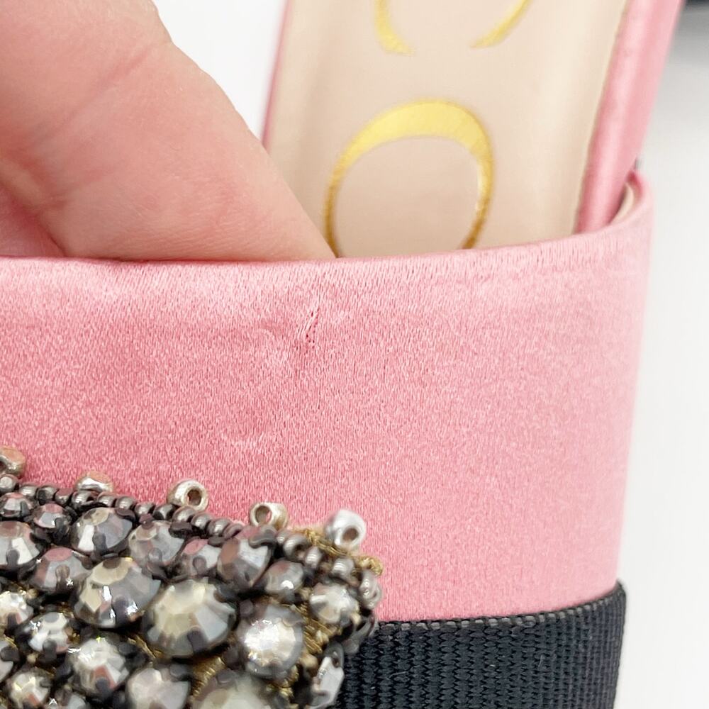 Gucci Candy Pink Silk Removable Crystal Embellished Bow Block Heel Mules EU 37 - Picture 11 of 16
